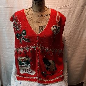 Tiara ugly granny Christmas Holiday sweater vest 22/24